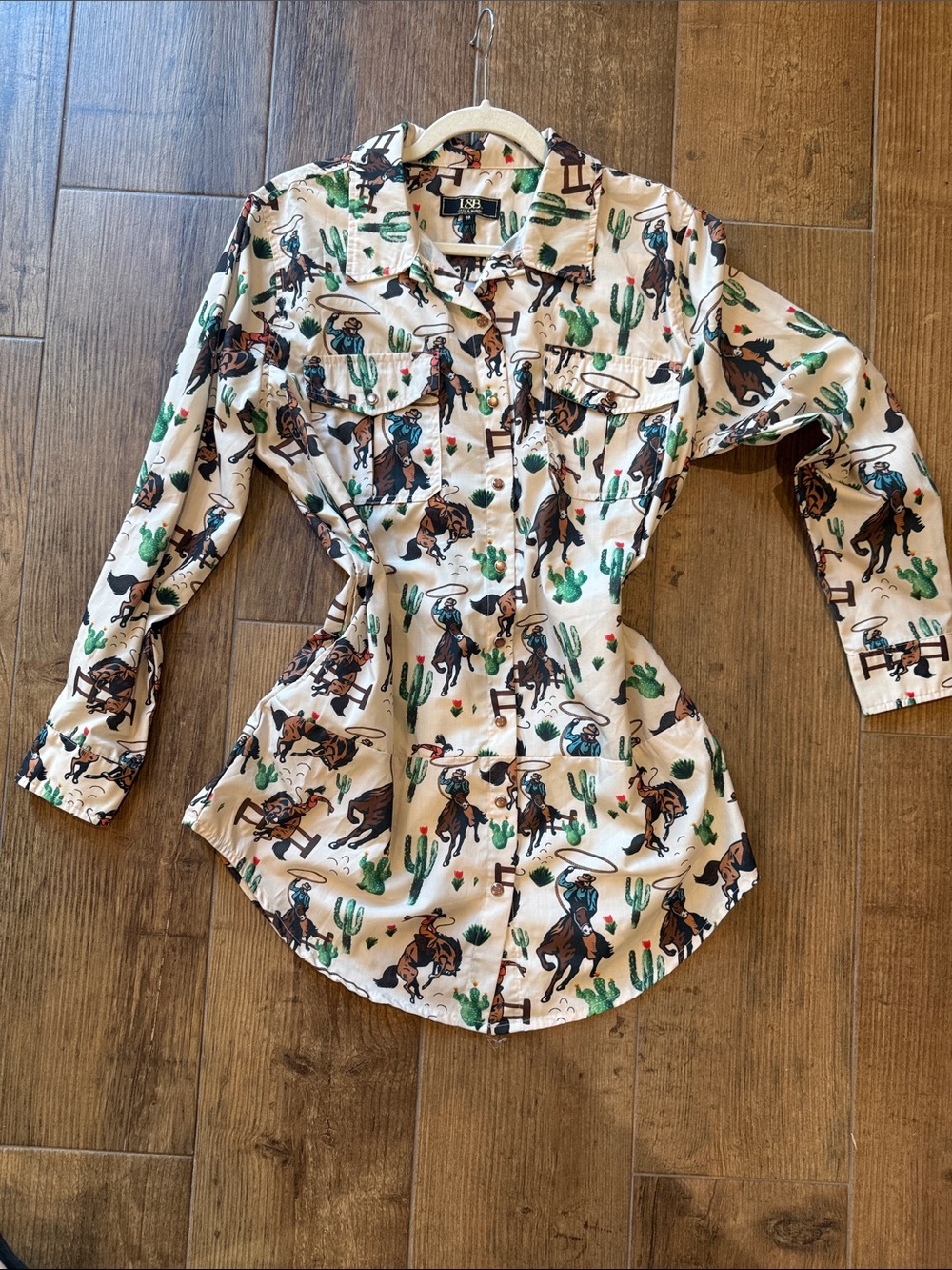 Lucky & Blessed Cream Western Cowboy Pearl Snap Mini Dress